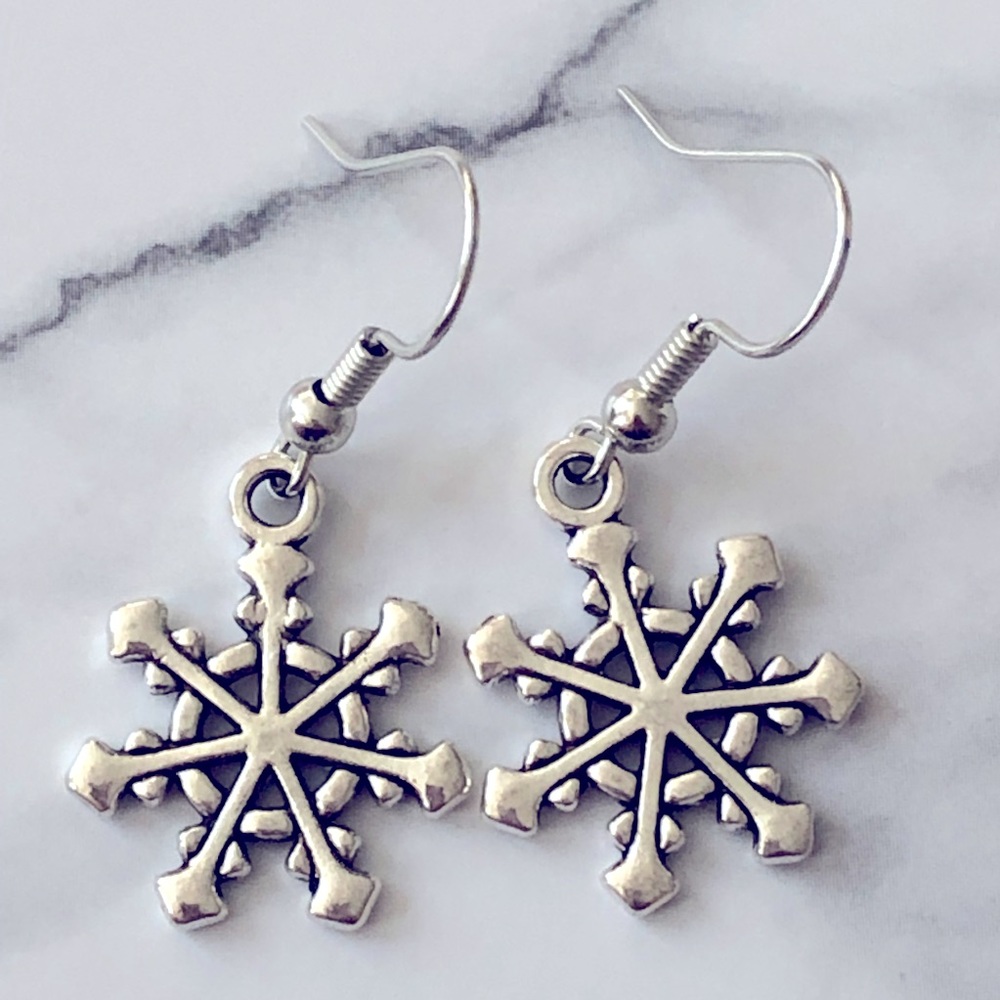 Snowflake Winter Christmas Holiday Cute Fun New Hand Crafted Earrings